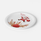 クリスマス紙プレート、サンタボーリング ペーパープレート (アングル)