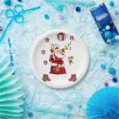 クリスマス紙プレート，サンタ，小妖精や小人 ペーパープレート (パーティー)