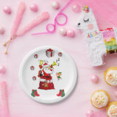 クリスマス紙プレート，サンタ，小妖精や小人 ペーパープレート (パーティー)