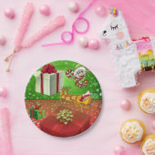 クリスマス紙プレート,サンタ,小妖精や小人 ペーパープレート (パーティー)