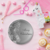 クリスマス紙プレート、メリークリスマスシルバー ペーパープレート (パーティー)
