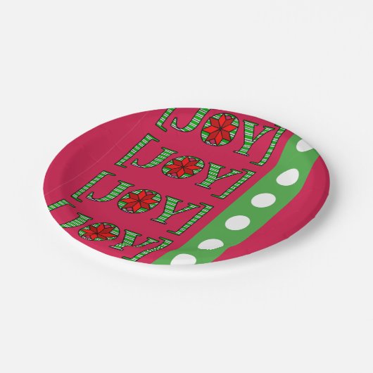 クリスマス紙プレート、メリークリスマスジョイレッド ペーパープレート (アングル)