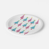 クリスマス紙プレート、メリークリスマスツリーピンク ペーパープレート (アングル)