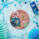 クリスマス紙プレート、メリークリスマステディベア ペーパープレート (パーティー)