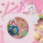 クリスマス紙プレート、メリークリスマステディベア ペーパープレート (パーティー)