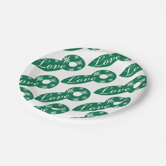 クリスマス紙プレート、メリークリスマスラブ ペーパープレート (アングル)