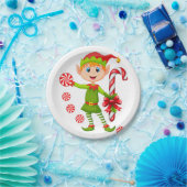 クリスマス紙プレート、メリークリスマス小妖精や小人ミント ペーパープレート (パーティー)