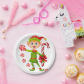 クリスマス紙プレート、メリークリスマス小妖精や小人ミント ペーパープレート (パーティー)