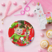 クリスマス紙プレート、メリークリスマス小妖精や小人 ペーパープレート (パーティー)