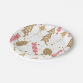 クリスマス紙プレート、メリークリスマス金ゴールドツリー ペーパープレート (アングル)