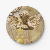 クリスマス紙プレート、メリークリスマス金ゴールド天使 ペーパープレート (正面)