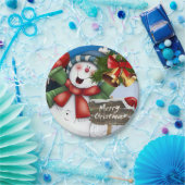 クリスマス紙プレート、メリークリスマス雪だるま ペーパープレート (パーティー)