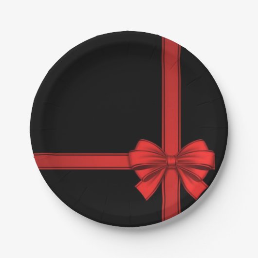 クリスマス紙プレート、レッドボウ ペーパープレート (正面)