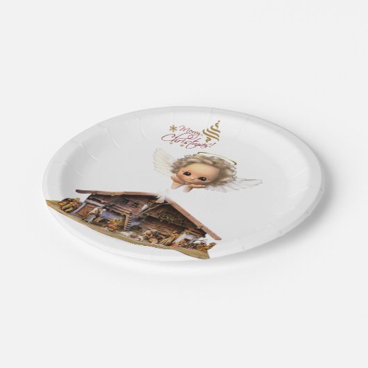 クリスマス紙プレート,天使,イエスキリスト ペーパープレート (アングル)