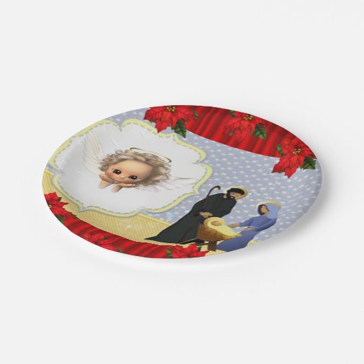 クリスマス紙プレート,天使,イエスキリスト ペーパープレート (アングル)
