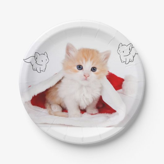 クリスマス紙プレート、子猫 ペーパープレート (正面)