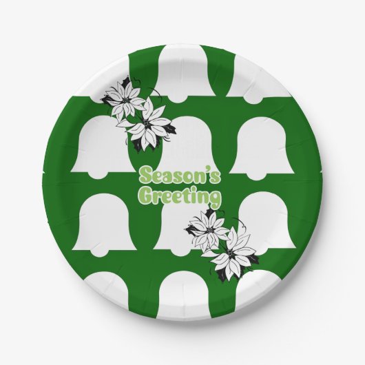 クリスマス紙プレート、季節のごあいさつ鐘 ペーパープレート (正面)
