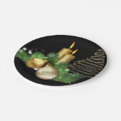 クリスマス紙プレート、金ゴールドキャンドル ペーパープレート (アングル)