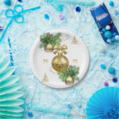 クリスマス紙プレート、金ゴールドボール ペーパープレート (パーティー)