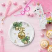 クリスマス紙プレート、金ゴールドボール ペーパープレート (パーティー)