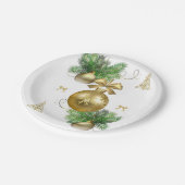 クリスマス紙プレート、金ゴールドボール ペーパープレート (アングル)