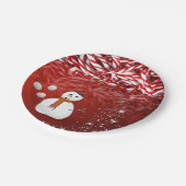 クリスマス紙プレート、雪だるま、キャンディーケーン ペーパープレート (アングル)