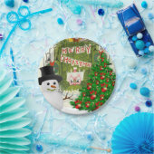 クリスマス紙プレート、雪だるま ペーパープレート (パーティー)