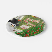 クリスマス紙プレート、雪だるま ペーパープレート (アングル)