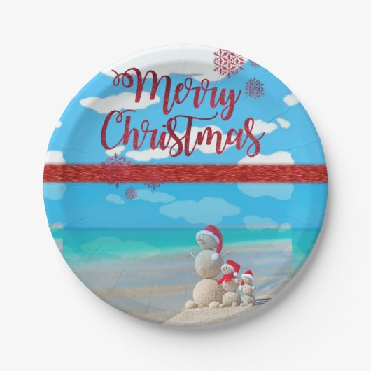 クリスマス紙プレート、雪だるま ペーパープレート (正面)