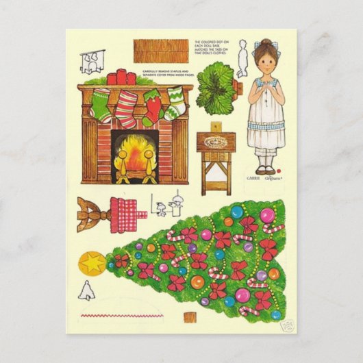 クリスマス🤶紙人形ヴィンテージ玩具 ポストカード (正面)