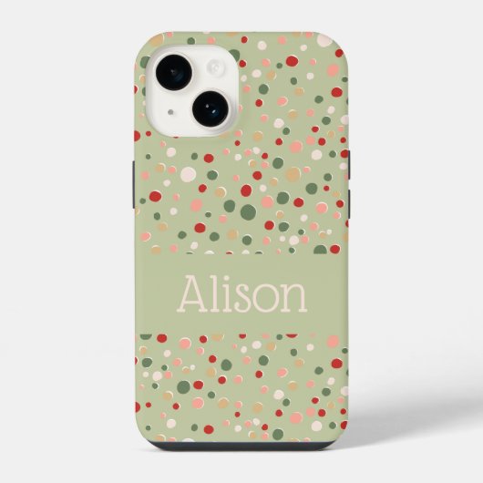 クリスマス紙吹雪水玉模様かわいいiPhoneケース iPhoneケース (裏面)