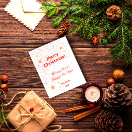 クリスマス紙吹雪金ゴールド星の白い赤いポストカード ポストカード