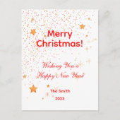 クリスマス紙吹雪金ゴールド星の白い赤いポストカード ポストカード (正面)