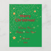 クリスマス紙吹雪金ゴールド星グリーンレッドはがき ポストカード (正面)