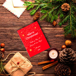 クリスマス紙吹雪金ゴールド星グリーンレッドはがき ポストカード