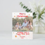 クリスマス紙吹雪金ゴールド白い赤い写真はがき ポストカード (スタンド正面)