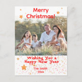 クリスマス紙吹雪金ゴールド白い赤い写真はがき ポストカード (正面)