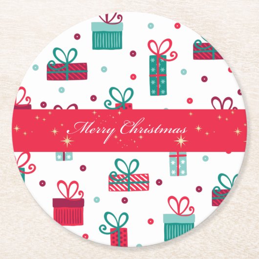 クリスマス紙皿 ラウンドペーパーコースター (正面)
