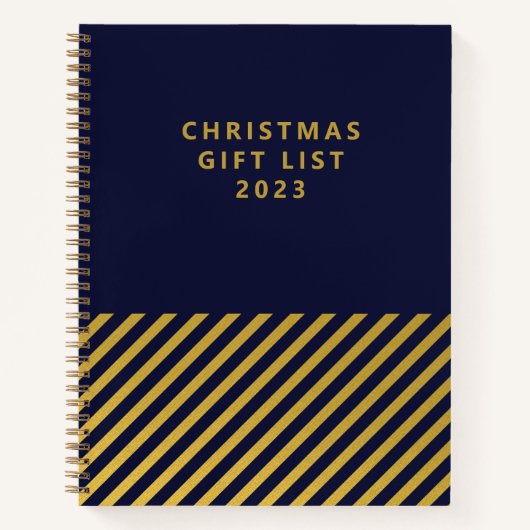 クリスマス級海軍ゴールドフォイルストライプギフトリスト ノートブック (正面)
