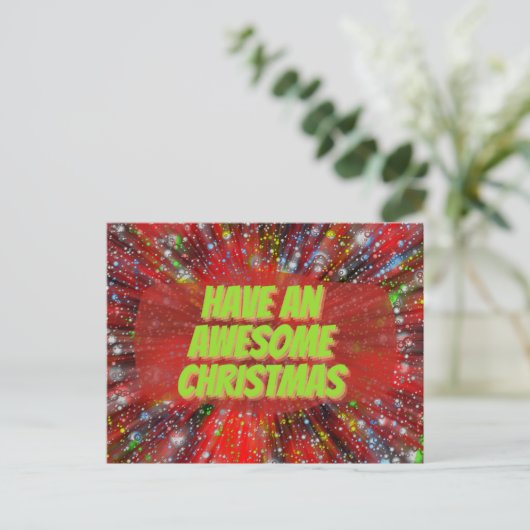 クリスマス素晴らしはがきを持つ ポストカード (スタンド正面)