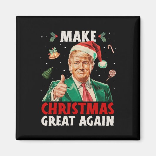 クリスマス素晴らしを再びおもしろいトランプクリスマス雪P マグネット (正面)