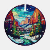 クリスマス素晴らしスモークマウンテンステンドグラス ガラスオーナメント (裏面)