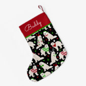 クリスマス素晴らしピレネー名前をカスタムする スモールクリスマスストッキング (裏面 (吊り時))