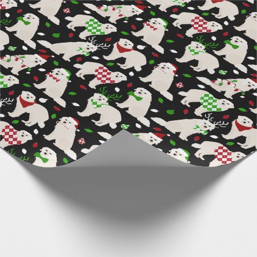 クリスマス素晴らしピレネー犬ラッピング紙 ラッピングペーパー (角)