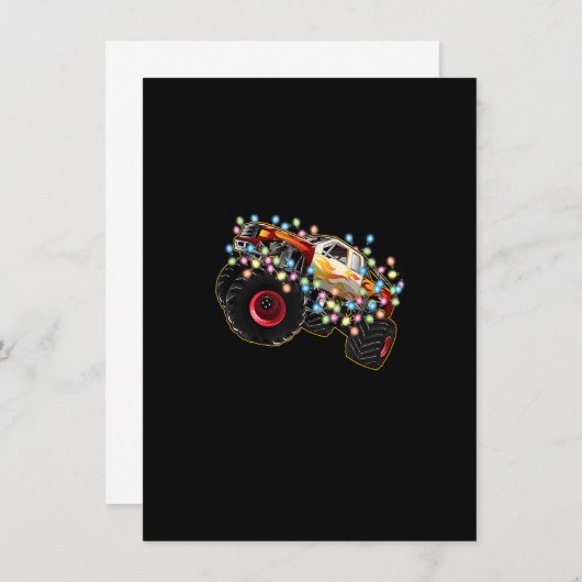 クリスマス素晴らしライト付きモンスタートラック 招待状 (正面/裏面)