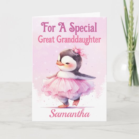 クリスマス素晴らし孫娘ペンギンバレリーナ シーズンカード (正面)