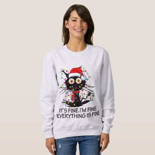 クリスマス素晴らし猫汗素晴らしシャツだ スウェットシャツ (正面フル)