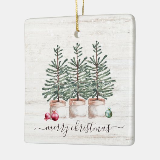 クリスマス素朴に咲くクリスマスの木 セラミックオーナメント (左)