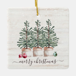 クリスマス素朴に咲くクリスマスの木 セラミックオーナメント