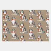 クリスマス素朴に服を着たクラフト・ベルネーゼ犬 ラッピングペーパーシート (正面3)